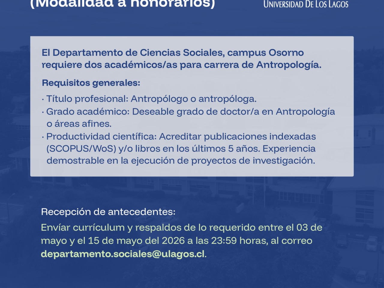 📣 OFERTA LABORAL ACADÉMICA
